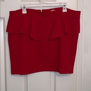Red mini peplum skirt